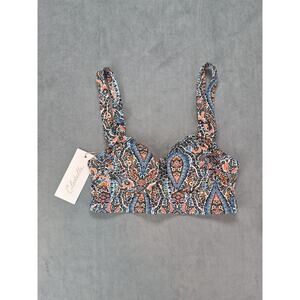 Cleobella Paisley Floral Multicolor Contoured Swim Top Women's Size XS
